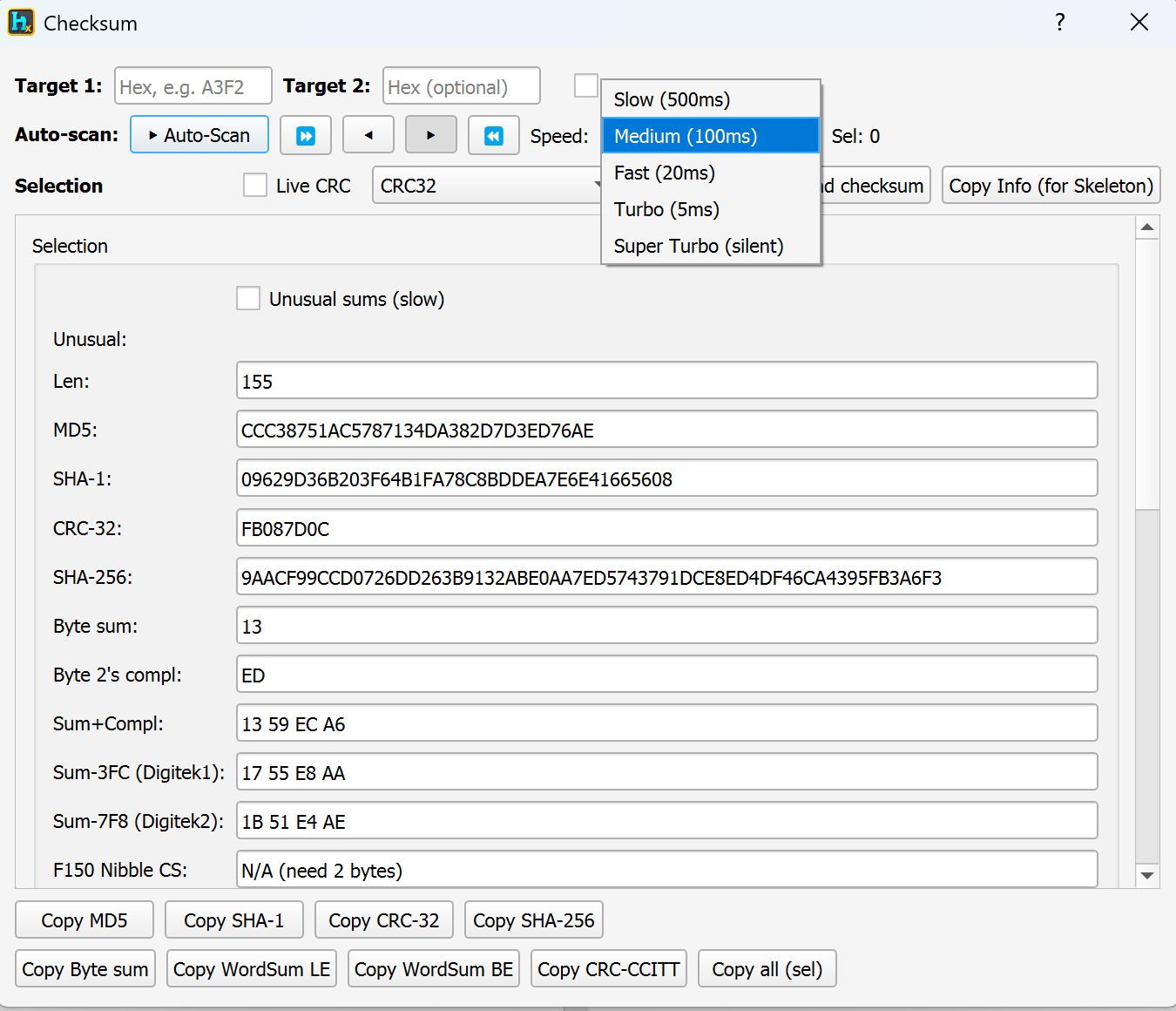 Speed dropdown