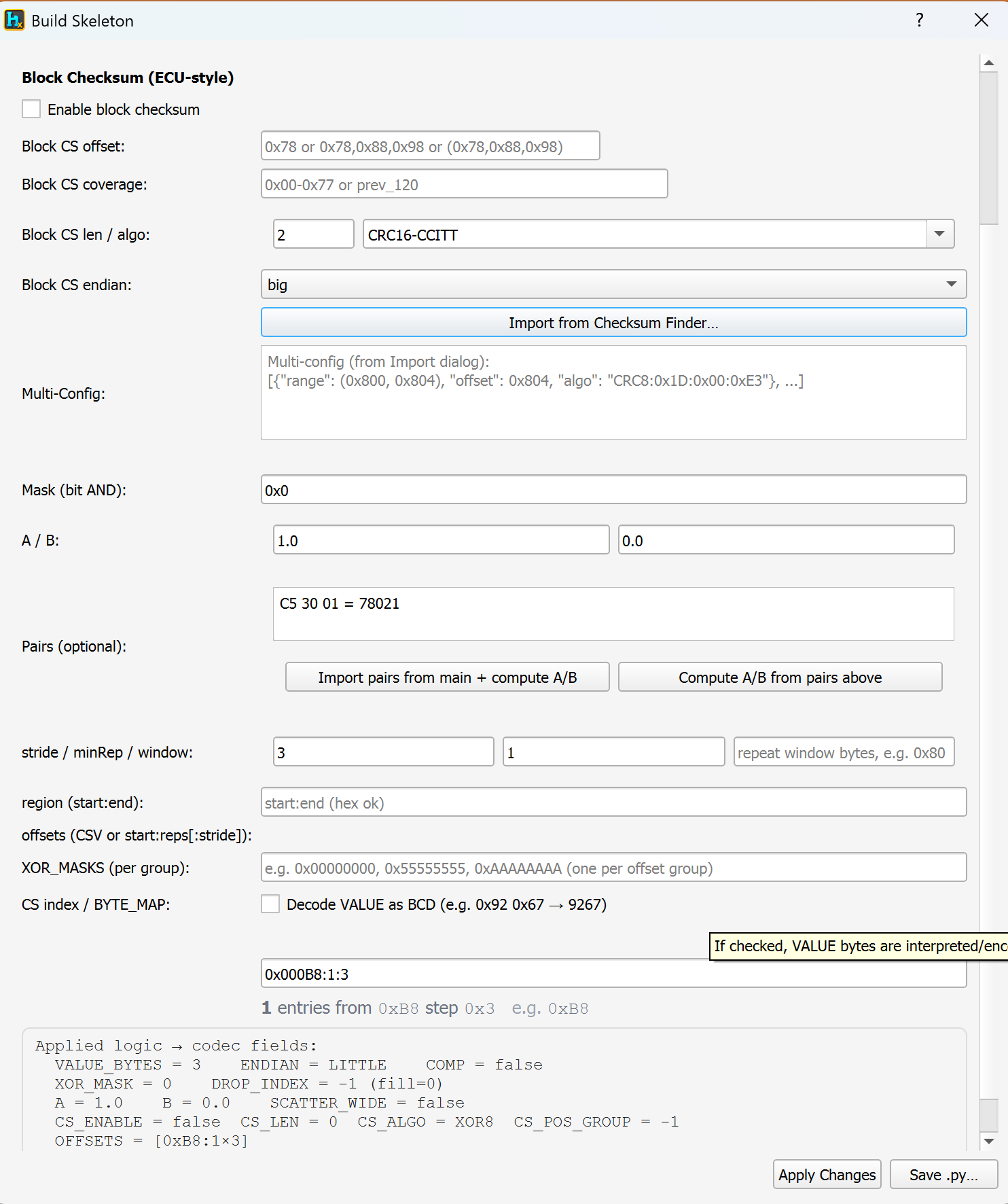 Build Skeleton — Block Checksum (ECU-style)