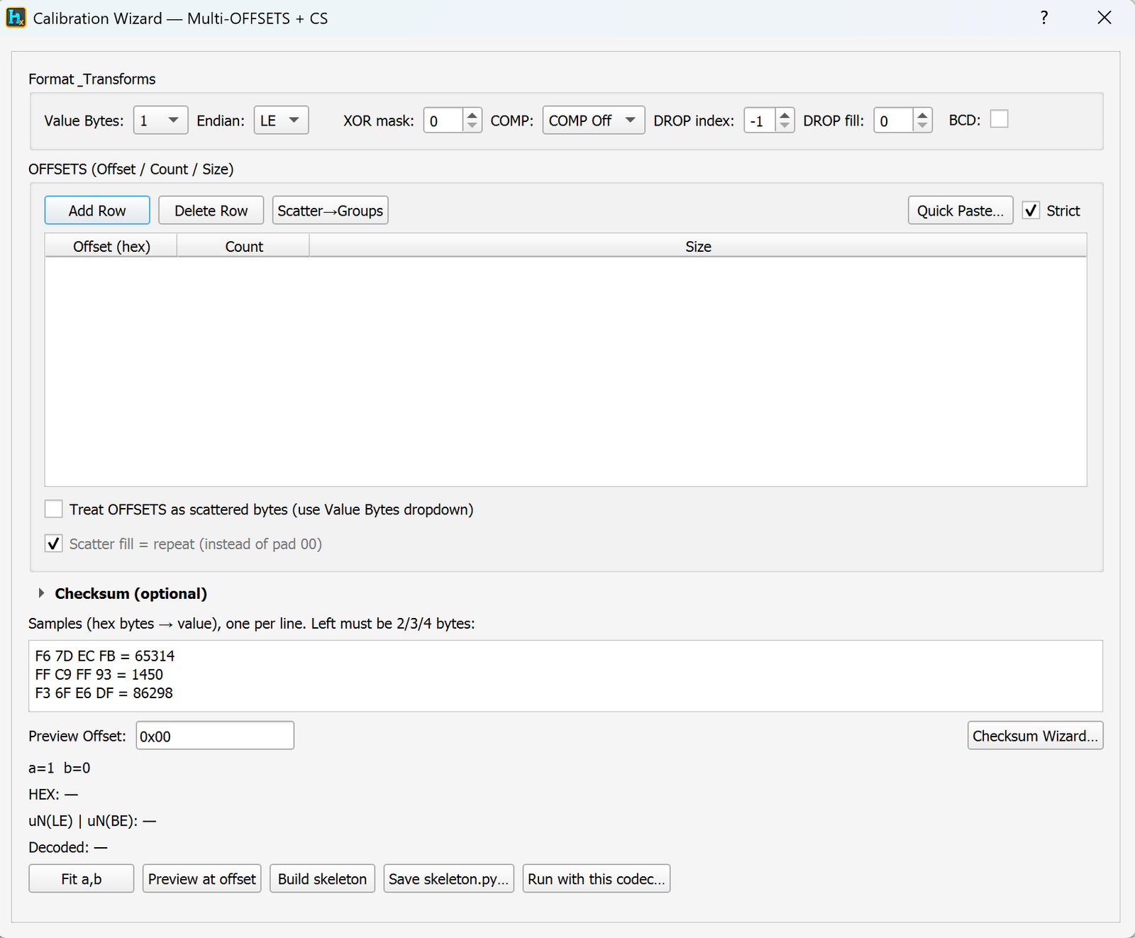 Calibration Wizard — Multi-OFFSETS + CS