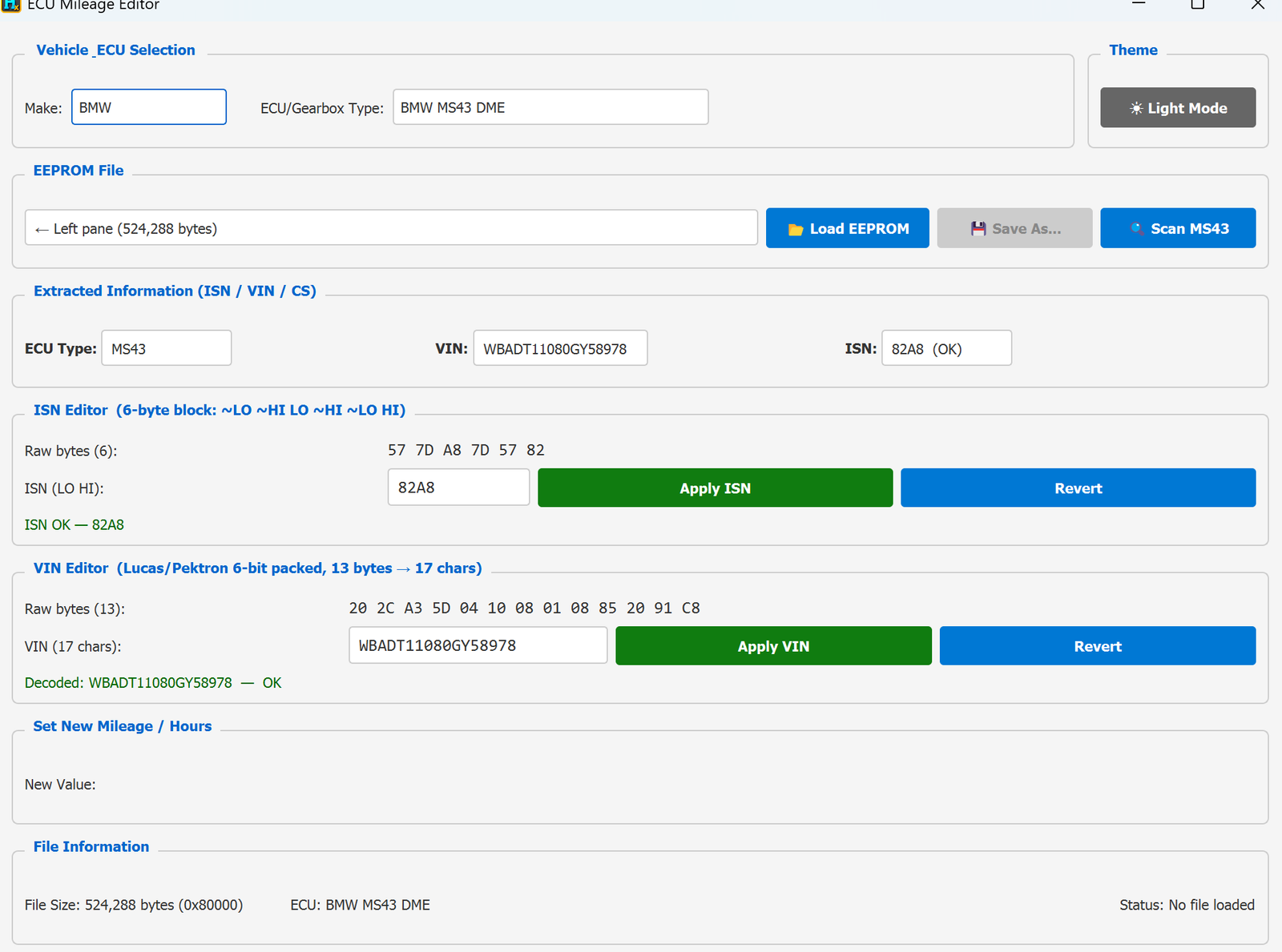 ECU Mileage Editor — MS43 decoded
