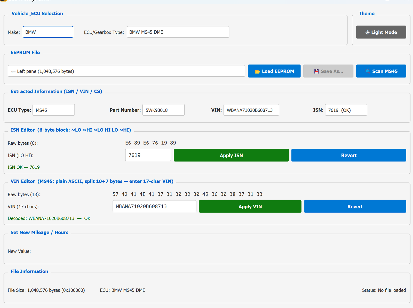 ECU Mileage Editor — MS45 decoded