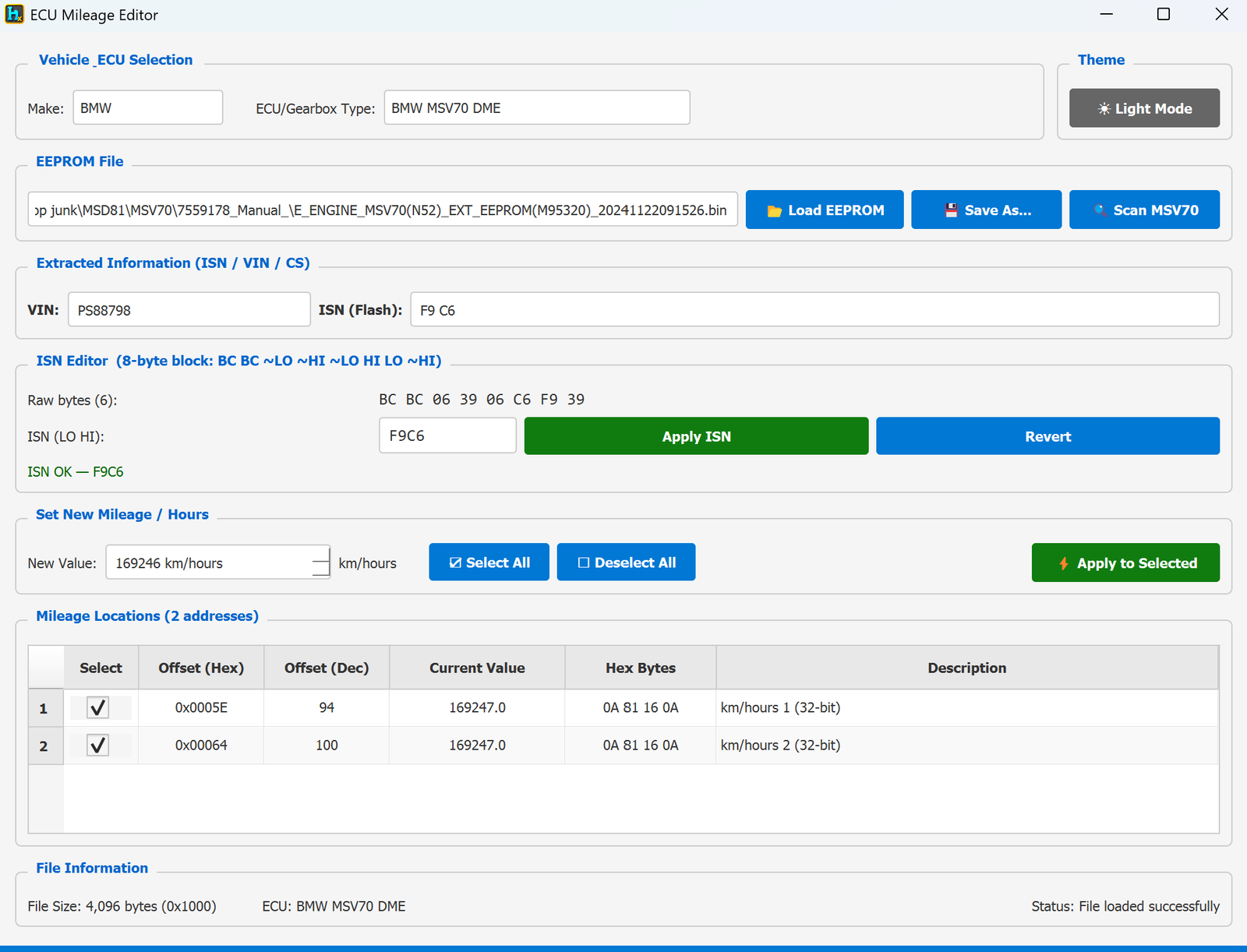 ISN mismatch example, before applying a fix