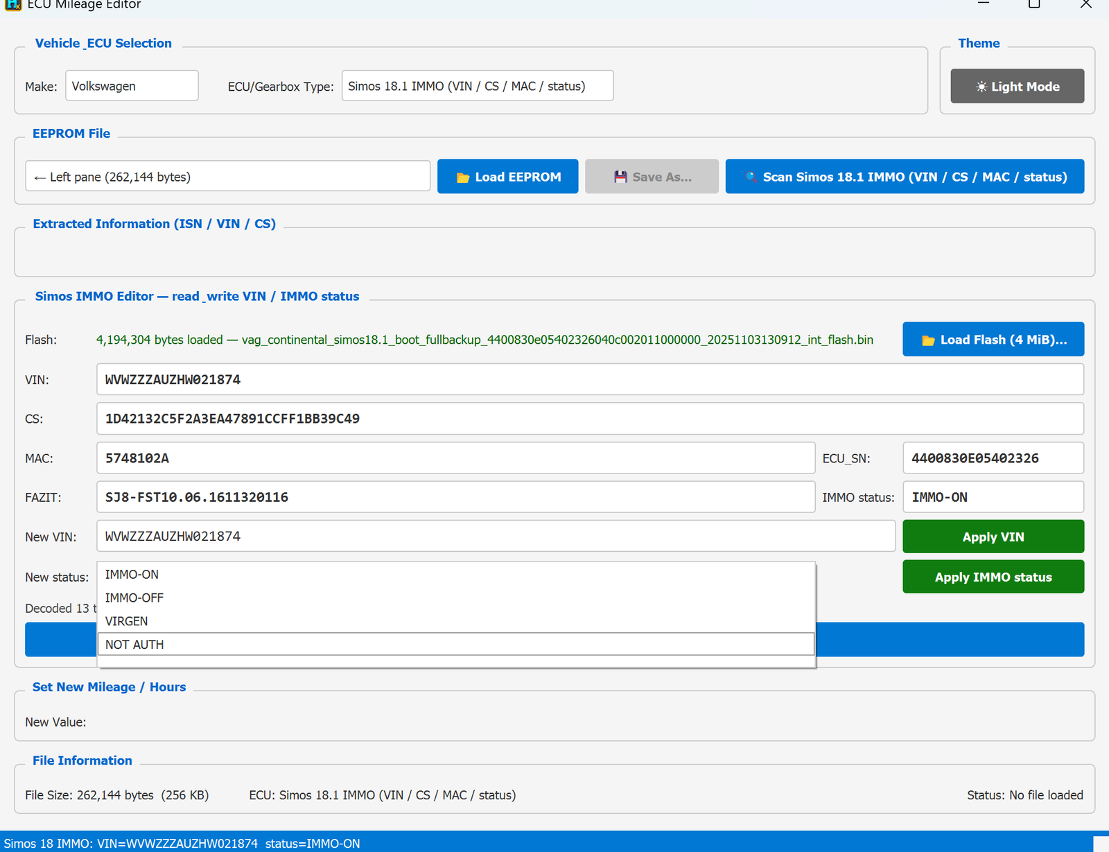 Simos 18.1 IMMO — decoded fields and IMMO status