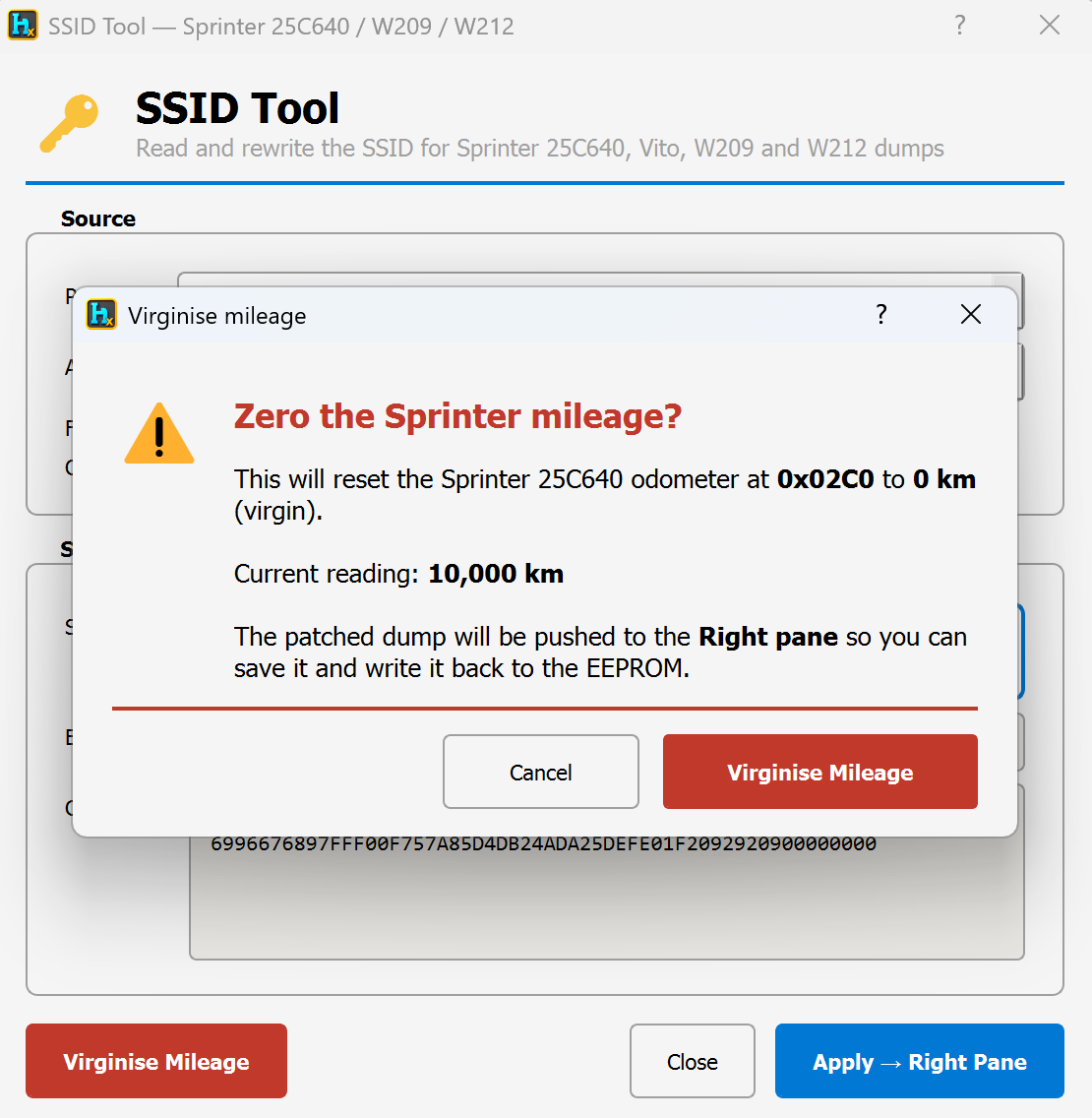 Mercedes SSID Tool — dump loaded