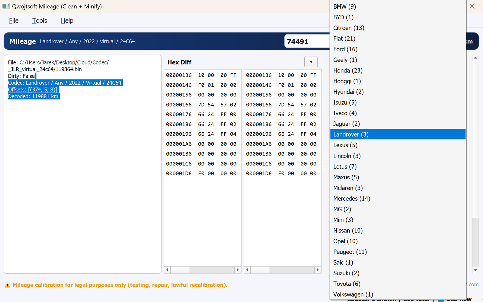 Codec registry — make filter with counts per brand
