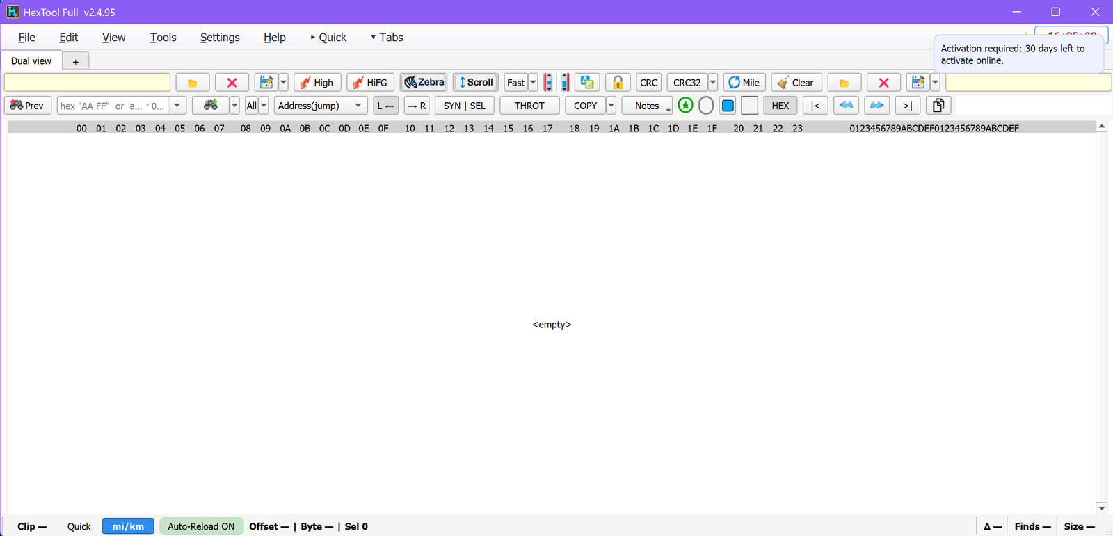 Main window toolbar — both rows