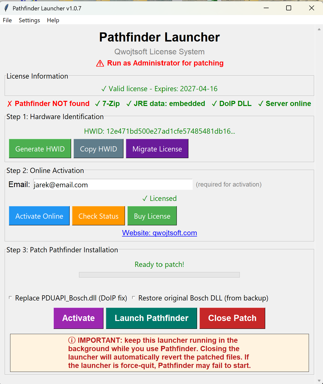 Pathfinder Launcher Tool