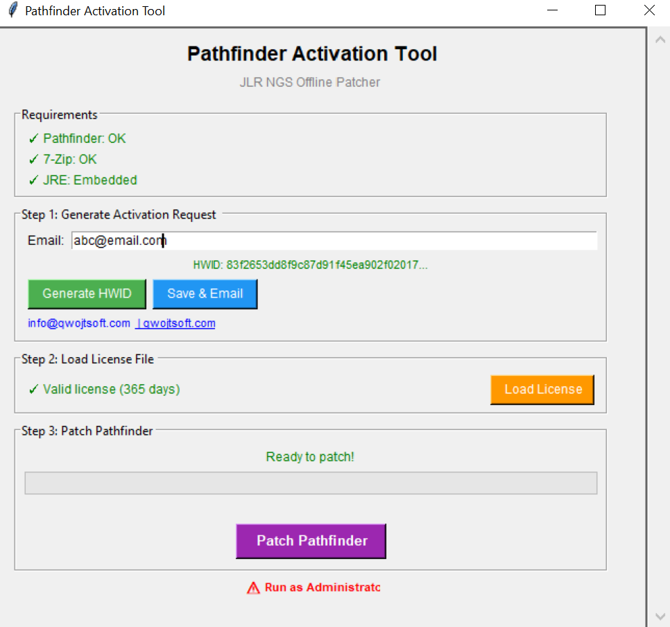 Pathfinder Activation Tool