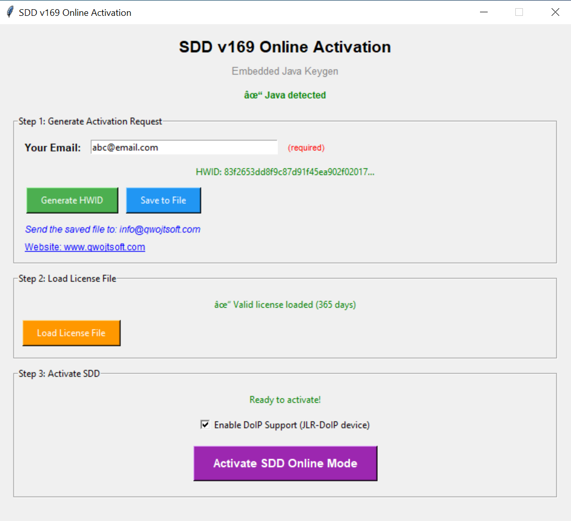 SDD Activation Tool